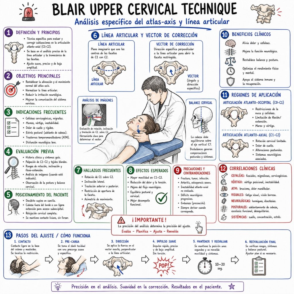 Blair Upper Cervical Technique: Análisis específico del atlas-axis y línea articular