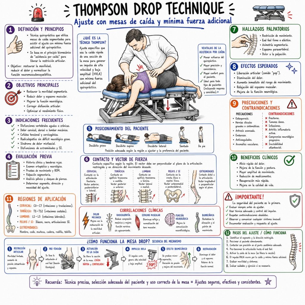 Thompson Drop Technique: Ajuste con mesas de caída y mínima fuerza adicional