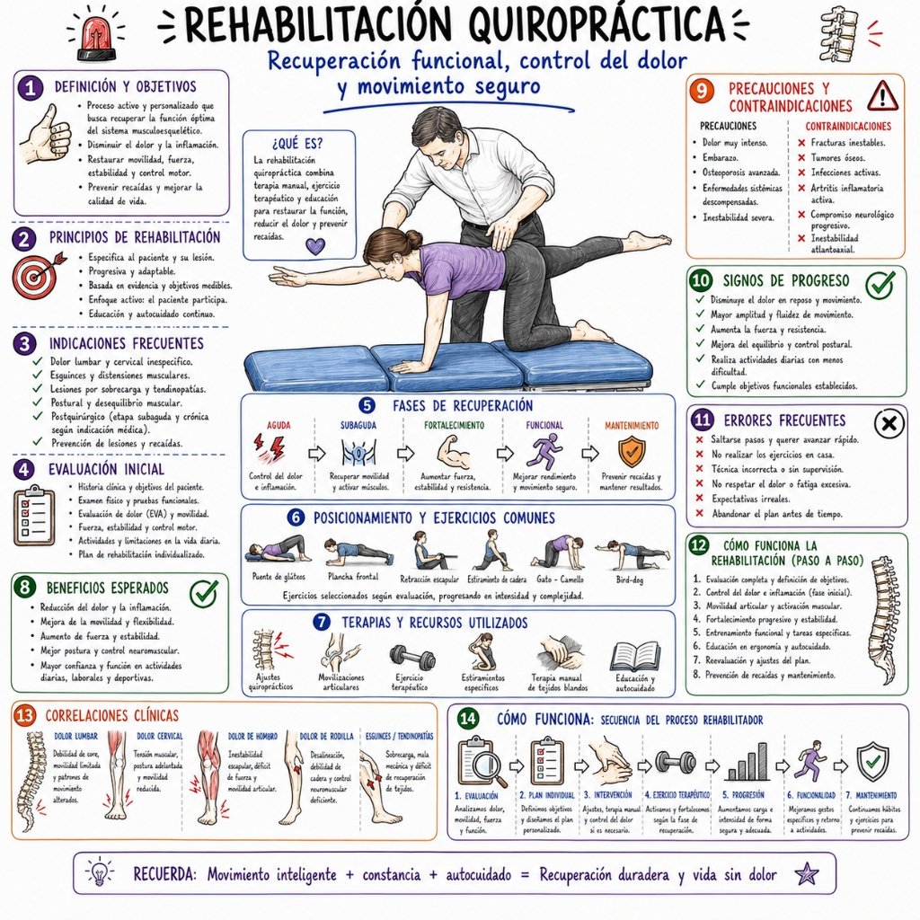 Rehabilitación Quiropráctica: Recuperación funcional, control del dolor y movimiento seguro